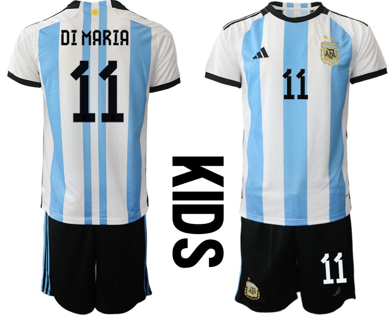 Cheap Youth 2022 World Cup National Team Argentina home white 11 Soccer Jerseys